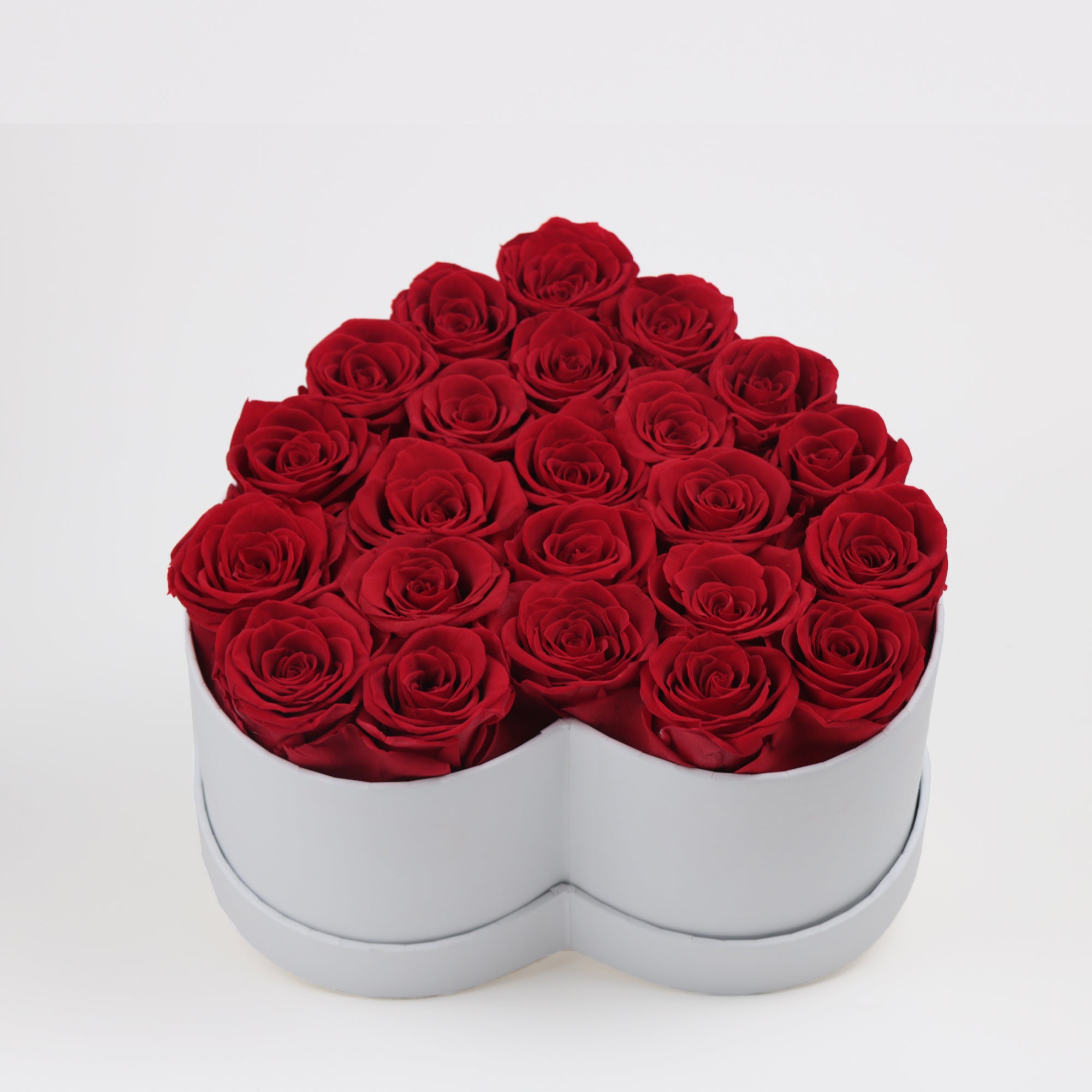 Blush Luxe|  Red Roses Heart Shaped Box White