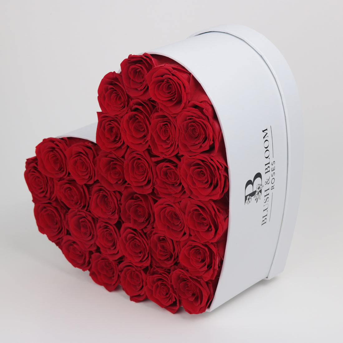 Eternal Bloom |Red Roses Heart Shaped Box White