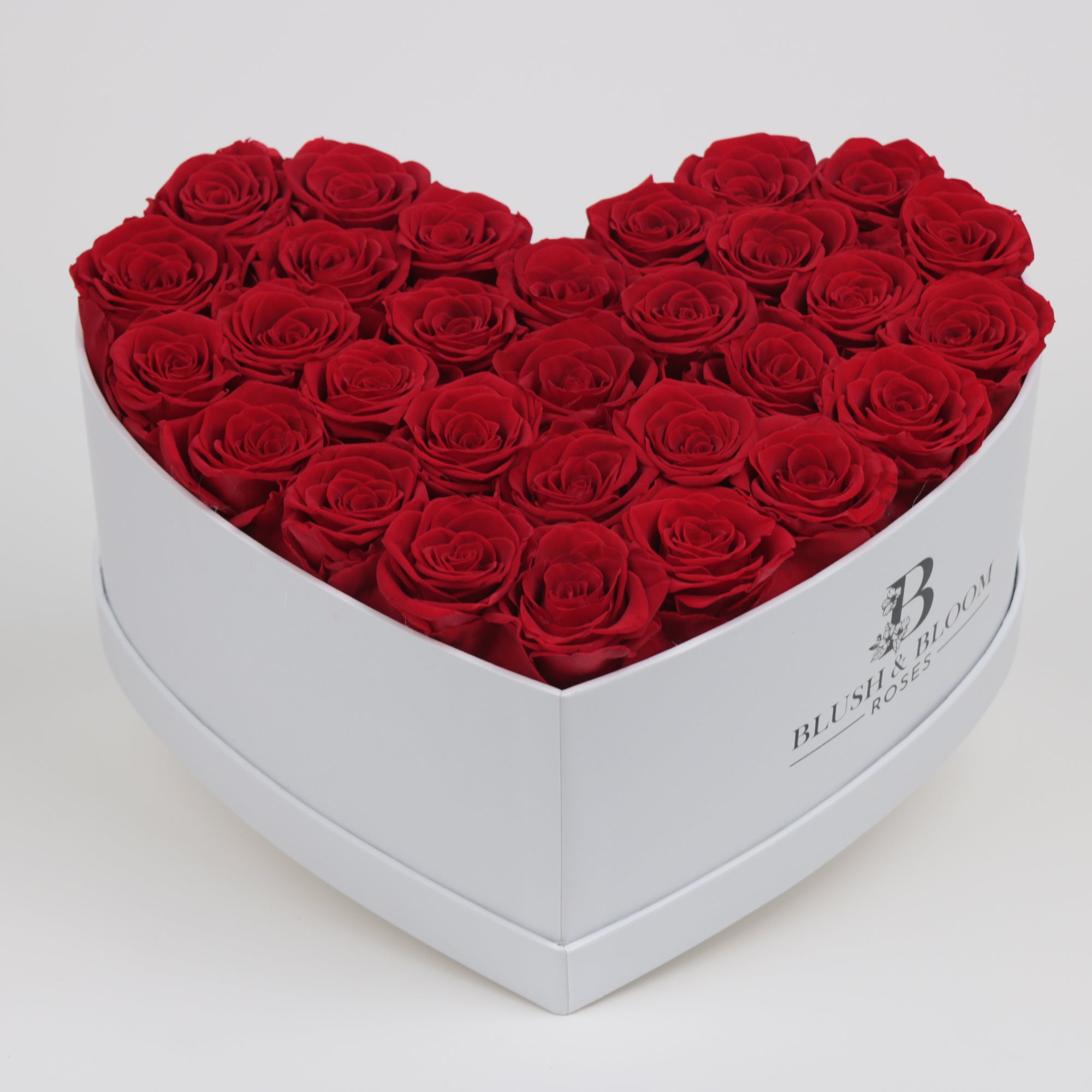 Eternal Bloom |Red Roses Heart Shaped Box White