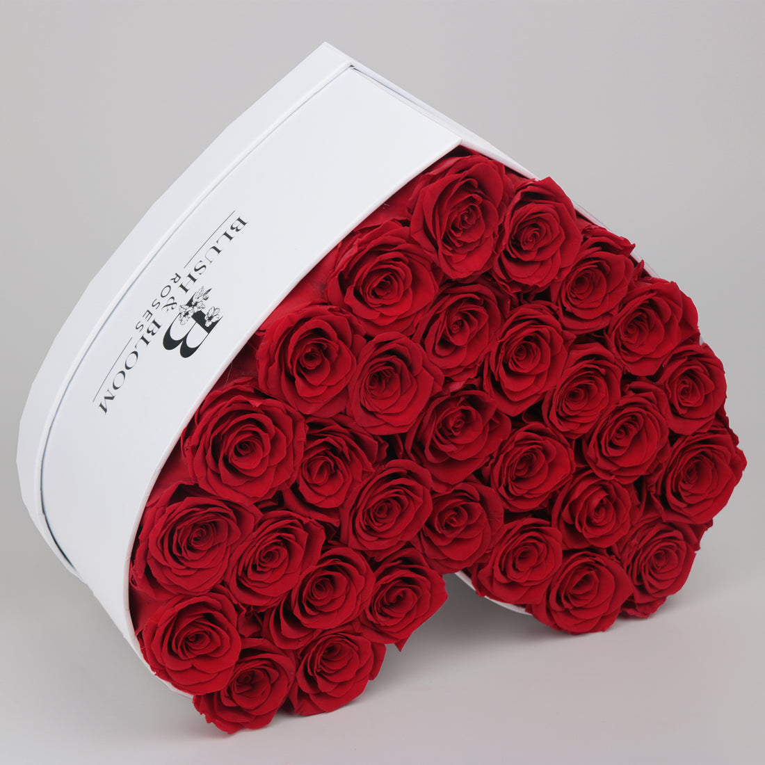 Eternal Bloom |Red Roses Heart Shaped Box White
