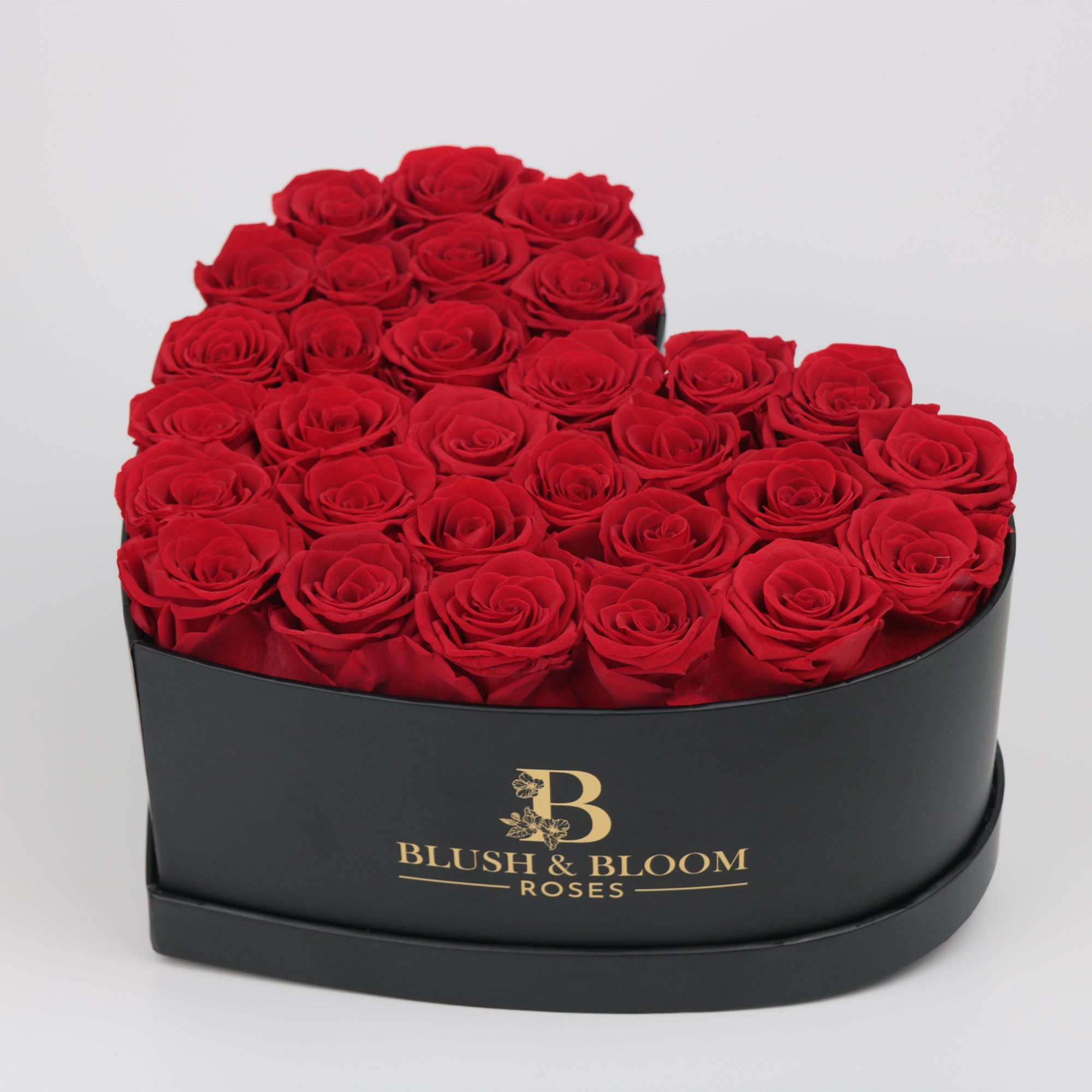 Eternal Bloom |Red Roses Heart Shaped Box Black