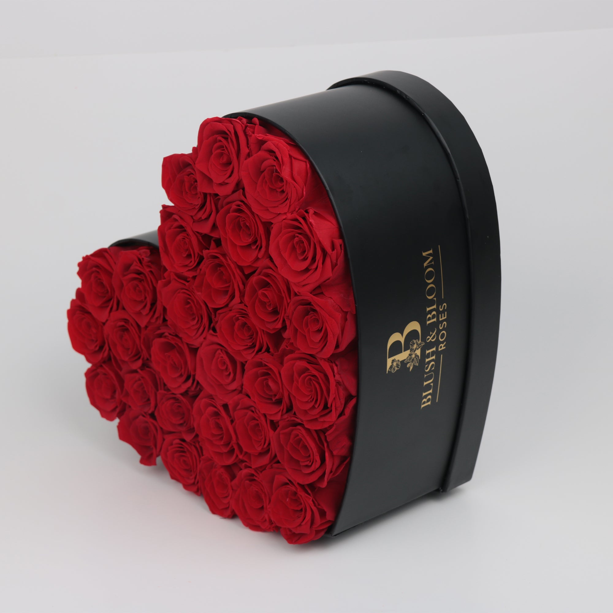 Eternal Bloom |Red Roses Heart Shaped Box Black