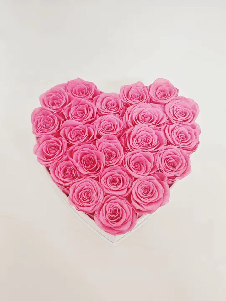 Blush Luxe|  Pink Roses Heart Shaped Box White