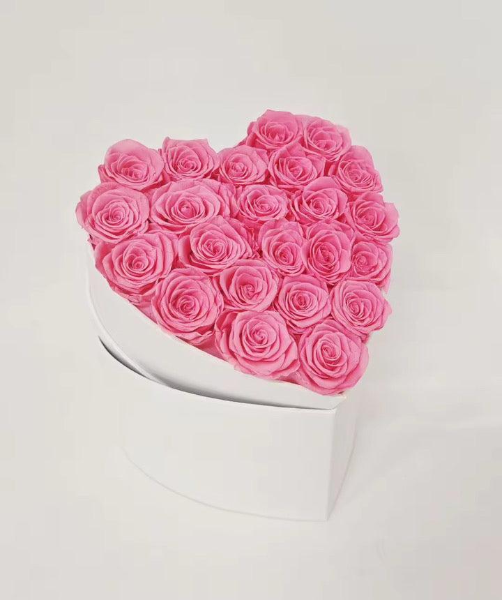 Blush Luxe|  Pink Roses Heart Shaped Box White