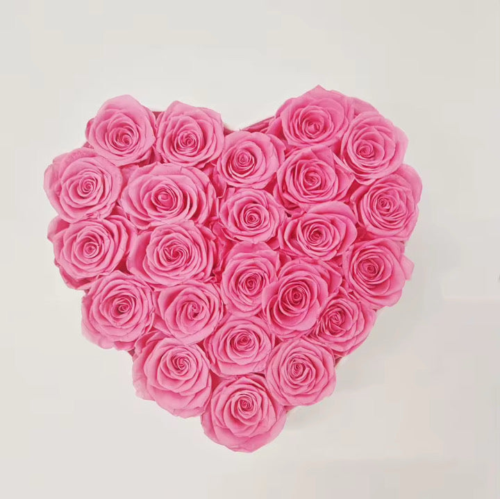 Blush Luxe|  Pink Roses Heart Shaped Box White